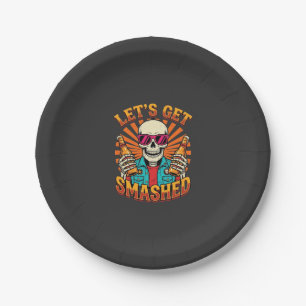 Funny Halloween Skeleton Beer Smashed Design_1 Paper Plates