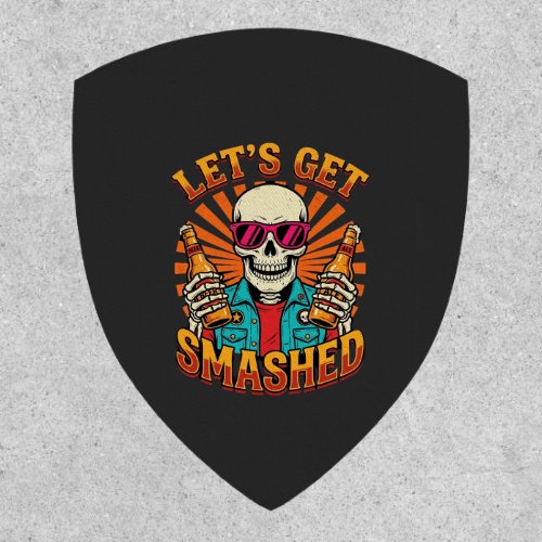 Funny Halloween Skeleton Beer Smashed Design_1 Patch