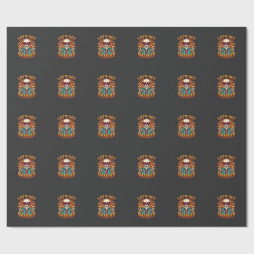 Funny Halloween Skeleton Beer Smashed Design_1 Wrapping Paper