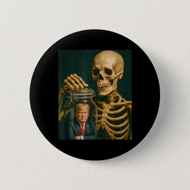 Funny Halloween Skeleton Button (Front)