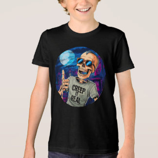 Funny Halloween Skeleton Creep It Real Tri-Blend Shirt