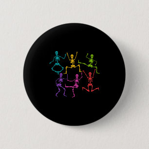 funny Halloween, skeleton dancing Button
