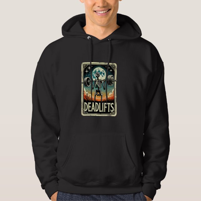 Funny Halloween Skeleton Deadlift Workout Weight L Hoodie (Front)
