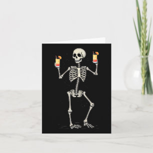Funny Halloween Skeleton Drinking Tequila Sunrise Card