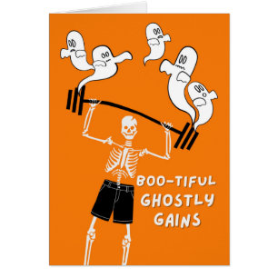 Funny Halloween Skeleton Ghostly Gains Barbell