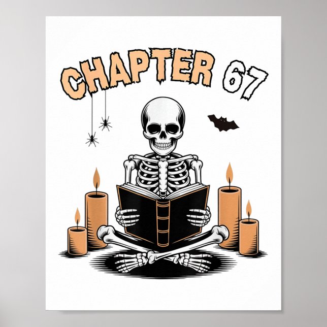 Funny Halloween Skeleton Reading Book 67 Memes _2  Poster (Front)