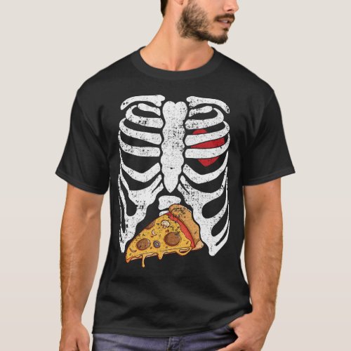Funny Halloween Skeleton Rib Cage Pizza Easy Costu T_Shirt