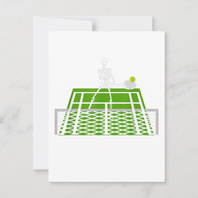funny halloween skeleton skull playing tennis invitation (Front)