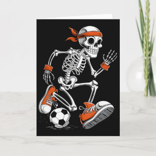 Funny Halloween Skeleton Soccer Footll Costume Card