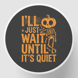 Funny Halloween Skeleton Waiting for Quiet Design Mini Candle Favors