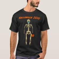 Funny Halloween Skeleton Wearing N95 Mask T-Shirt