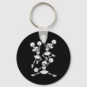 Funny Halloween Skeletons Cheerleader Pajama Cheer Keychain