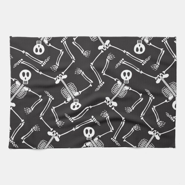Funny Halloween Skeletons Kitchen Towel (Horizontal)