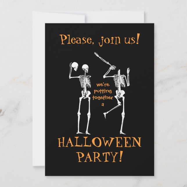 Funny Halloween Skeletons - Please Join Us Invitation (Front)