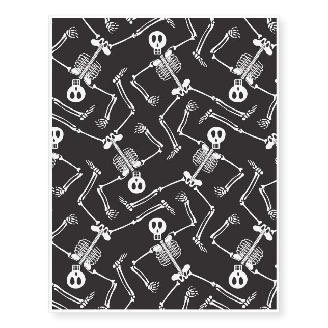 Funny Halloween Skeletons Temporary Tattoos (Front)
