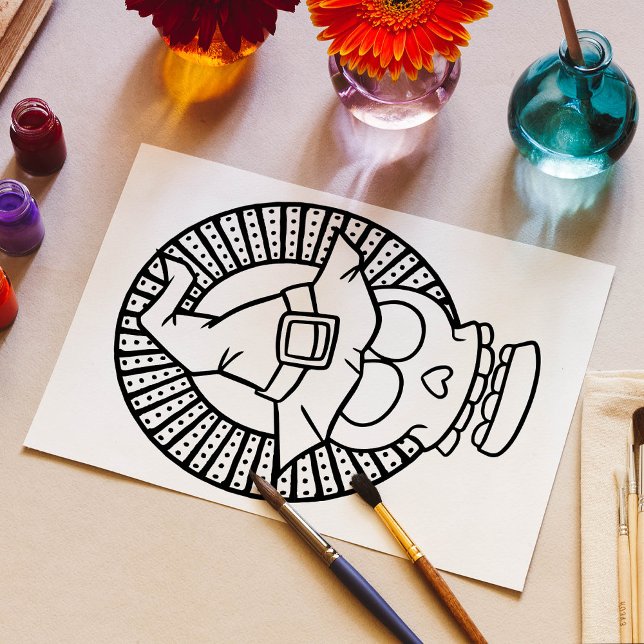 Funny Halloween Skull Smiling Coloring Page Poster (Creator Uploaded)