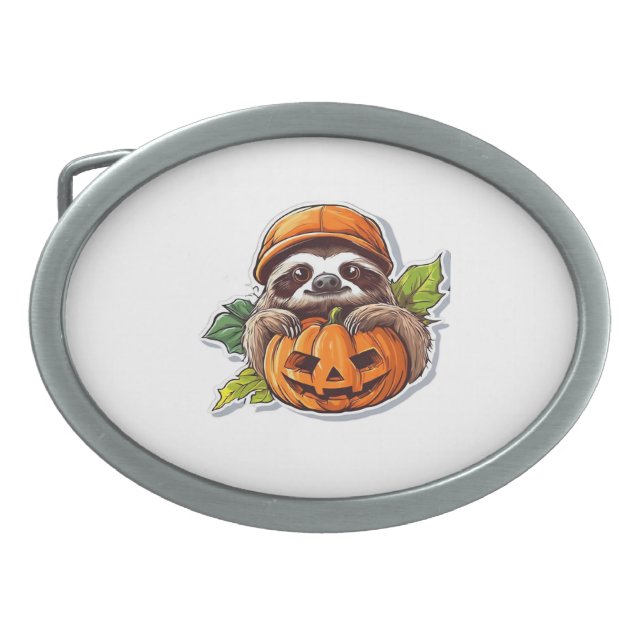 Funny Halloween Sloth Sticker Classic T-Shirt Belt Buckle (Front)