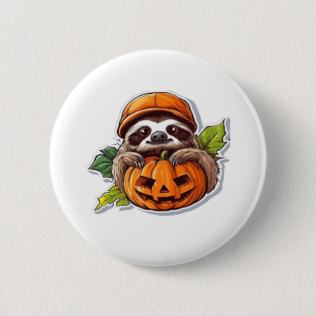 Funny Halloween Sloth Sticker Classic T-Shirt Button (Front)