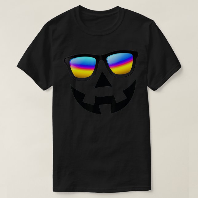 Funny Halloween Smile jack O Lantern with Glasses  T-Shirt (Design Front)