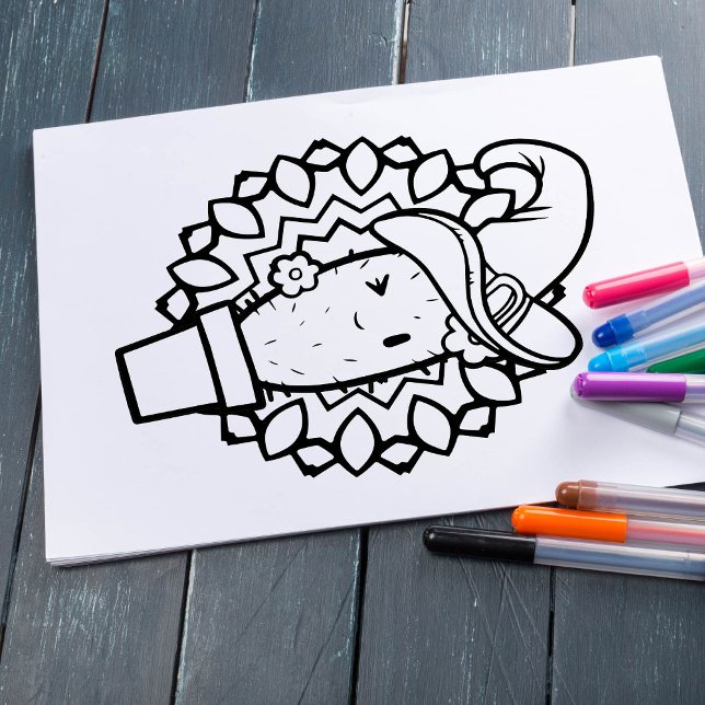 Funny Halloween Smiling Cactus Coloring Page Poster (Creator Uploaded)