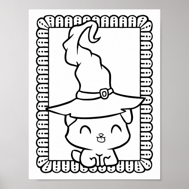 Funny Halloween Smiling Dog Coloring Page Poster (Front)