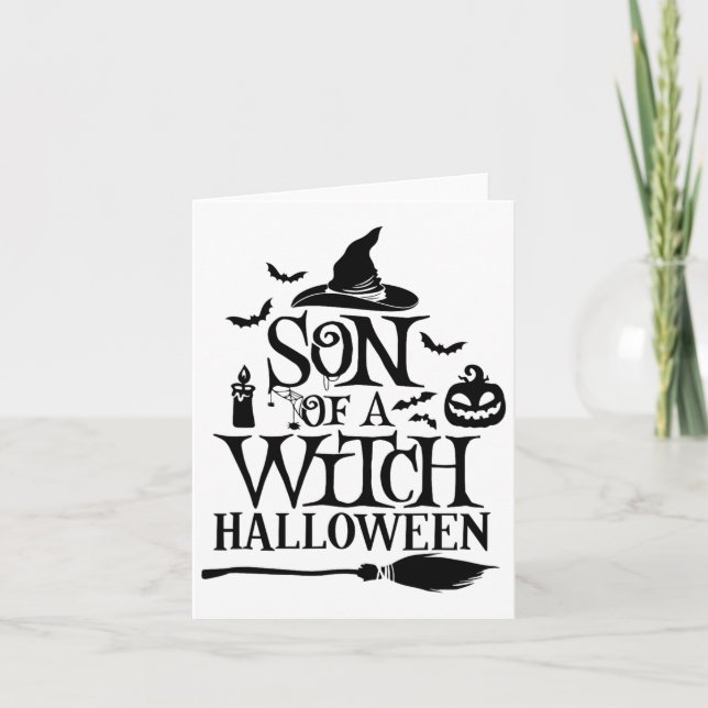 Funny Halloween Son Of A Witch Baby  Card (Front)