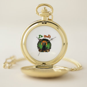 Funny Halloween Spooky Black Cat Pumpkin Bat Starr Pocket Watch