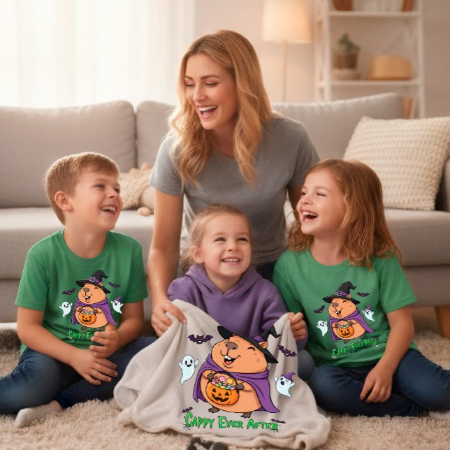 Funny Halloween Spooky Cute Capybara Witch Fleece Blanket (Creator Uploaded)