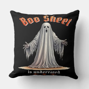 Funny Halloween Spooky Ghost with Sarcastic Humor Throw Pillow