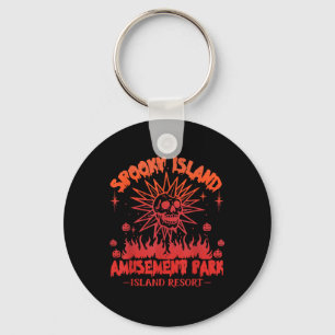 Funny Halloween Spooky Island Est 2002 Amusement P Keychain