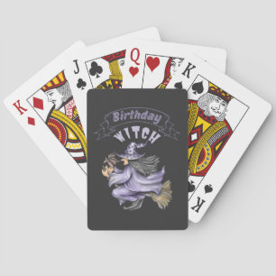 Funny Halloween Spooky October Birthday Witch Poker Cards