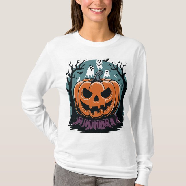 Funny Halloween Spooky Pumpkin T-Shirt (Front)