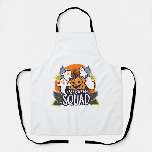 Funny Halloween Squad Pumpkin Spooky Ghosts Apron