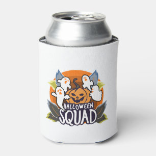 Funny Halloween Squad Pumpkin Spooky Ghosts Can Cooler