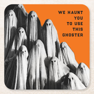 Funny Halloween Square Paper Coaster