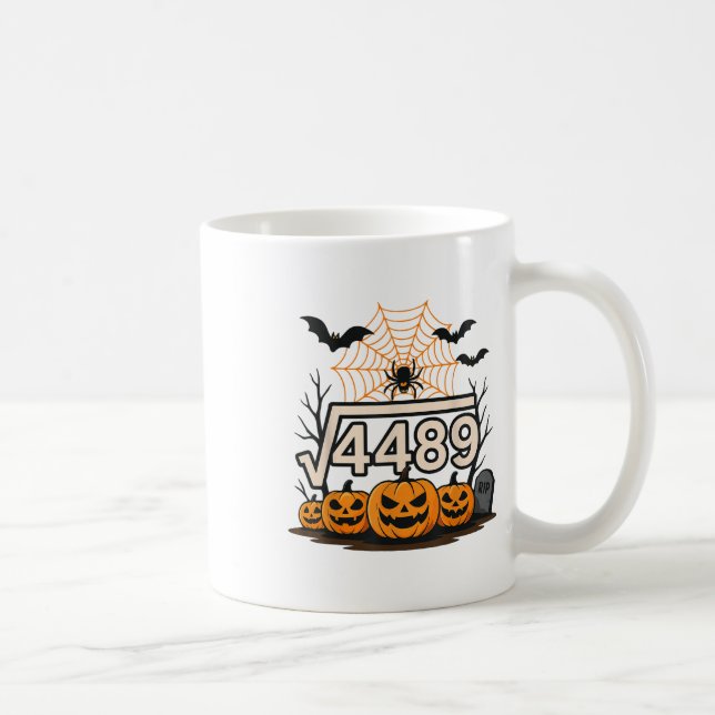 Funny Halloween Square Root 4489 67 Meme Math Teac Coffee Mug (Right)