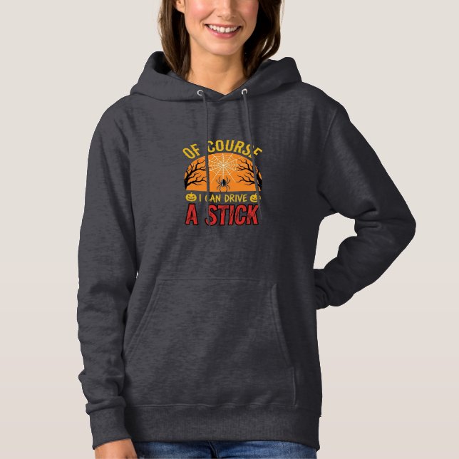 Funny Halloween Stick Shift Spider Web Shirt Desig (Front)