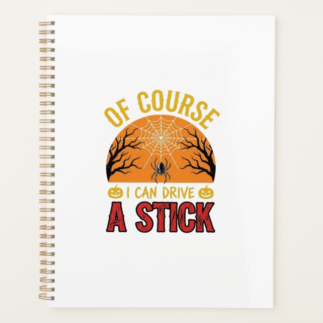 Funny Halloween Stick Shift Spider Web Shirt Desig Planner (Front)
