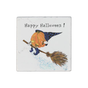 Funny Halloween Stone Magnet Witch Pumpkin