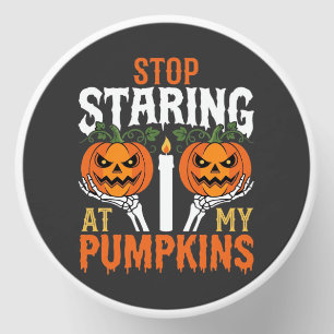 Funny Halloween Stop Staring at My Pumpkins Mini Candle Favors