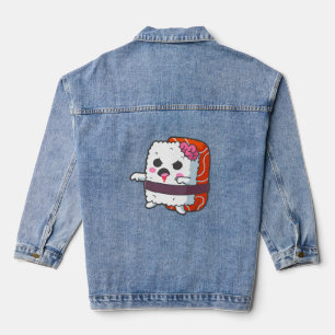 funny halloween sushi monster zombie  denim jacket