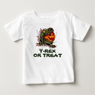 Funny Halloween T-rex head eats pumpkin Baby T-Shirt