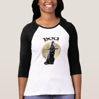 Funny Halloween t-shirt with black Cat and moon