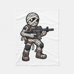 Funny Halloween Tactical Mummy Army Men Veteran Co Fleece Blanket