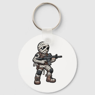 Funny Halloween Tactical Mummy Army Men Veteran Co Keychain