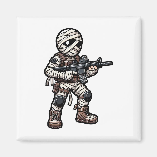 Funny Halloween Tactical Mummy Army Men Veteran Co Magnet (Front)