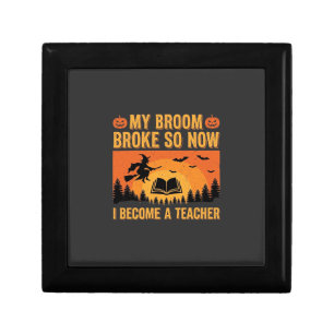 Funny Halloween Teacher Broom Broke Design (2) Gift Box