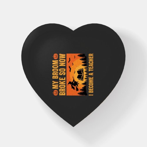 Funny Halloween Teacher Broom Broke Design (2) Paperweight