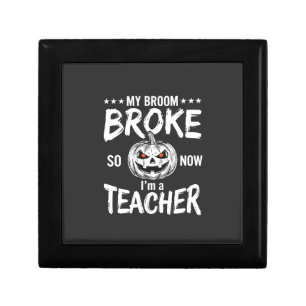 Funny Halloween Teacher Broom Broke Design Gift Box