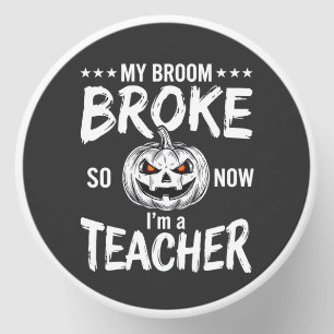 Funny Halloween Teacher Broom Broke Design Mini Candle Favors